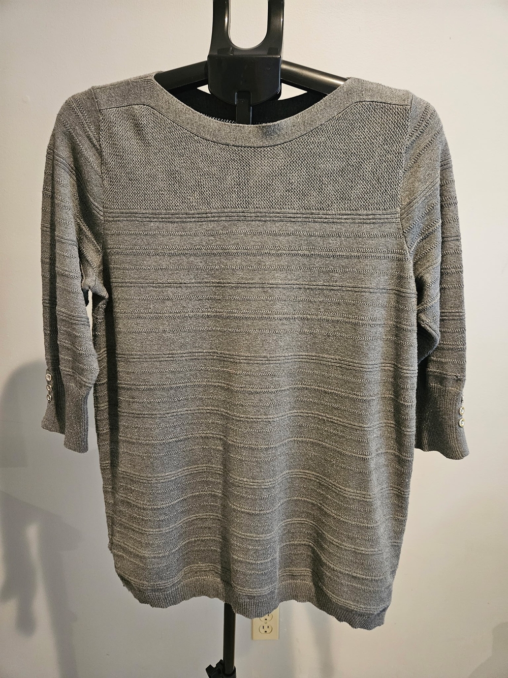Apt. 9 Gray Textured Knit Long Sleeve Dress